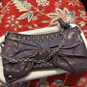 Juicy Couture Shimmering Purple Clutch with Silver Chain